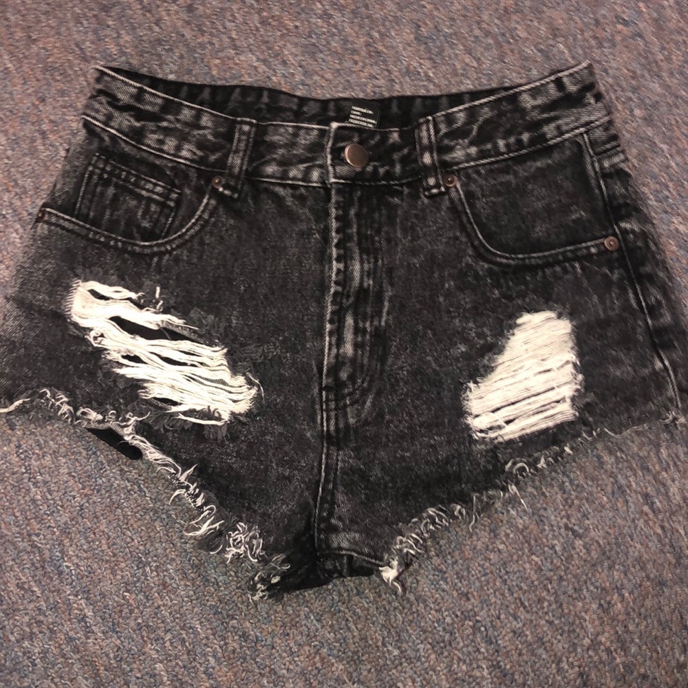 High Rise. Black Acid Wash Shorts. Size 27